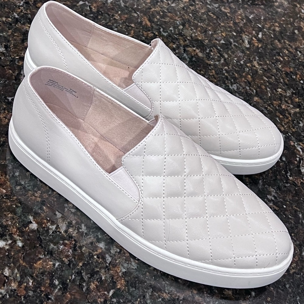 Crown & Ivy Ivory Wrenn Quilted Slip-On Sneakers-Size 9 1/2 M